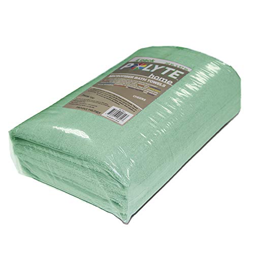 Polyte - Toalla de baño de Microfibra superabsorbente antipelusa - Secado rápido - Verde Claro - 145 x 76 cm - Pack de 4