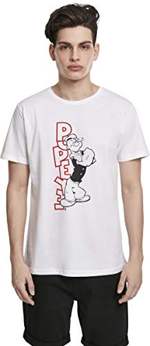 Popeye - Camiseta de Manga Corta para Hombre, diseño de cómic, Hombre, Camiseta, MC435, Blanco, Large