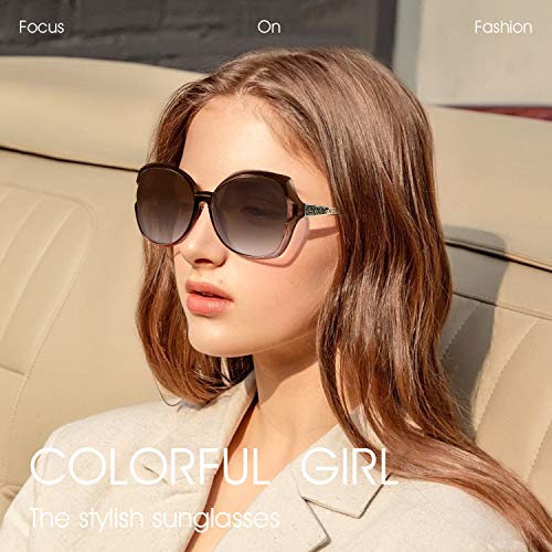 PORPEE Gafas de Sol Mujer Polarizadas, 2021 Gafas de Sol Moda con Tecnología de Incrustación de Diamante - Lentes polarizantes HD de nylon | UV400 Protection | Resistencia al Deslumbramiento