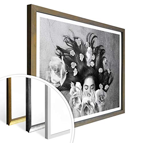 Póster de Sulistyono, cuadro decorativo, cuadro de fotos en blanco y negro, para mujer, flores, dormir, sin accesorios, 40 x 30 cm