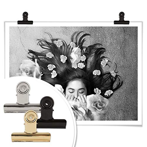 Póster de Sulistyono, cuadro decorativo, cuadro de fotos en blanco y negro, para mujer, flores, dormir, sin accesorios, 40 x 30 cm