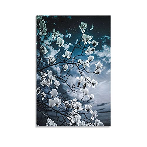 Póster estético de magnolias blancas de 30 x 45 cm