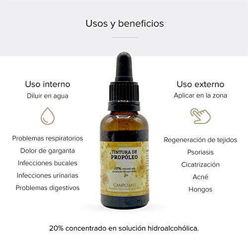 Propoleo puro en gotas | Propoleo de España 100% natural con certificado ecológico europeo|Propoleo que contribuye a combatir el dolor de garganta, acné, hongos. (30 ml)