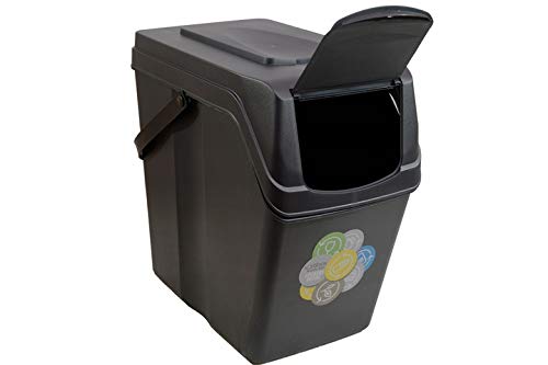 Prosperplast Juego de 4 Cubos de Reciclaje 100L Sortibox de plastico en Color Antracita, 4x25L