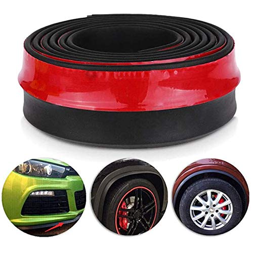 Protector de Parachoques, ONEVER 2.5m / 8.2ft Universal Coche Alerón Labio Delantero Caucho 2.5M Universal Protector Pegatina de Parachoques, 60mm Anchura