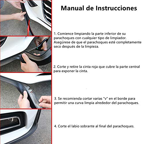 Protector de Parachoques, ONEVER 2.5m / 8.2ft Universal Coche Alerón Labio Delantero Caucho 2.5M Universal Protector Pegatina de Parachoques, 60mm Anchura