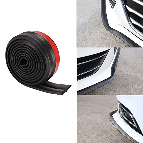 Protector de Parachoques, ONEVER 2.5m / 8.2ft Universal Coche Alerón Labio Delantero Caucho 2.5M Universal Protector Pegatina de Parachoques, 60mm Anchura