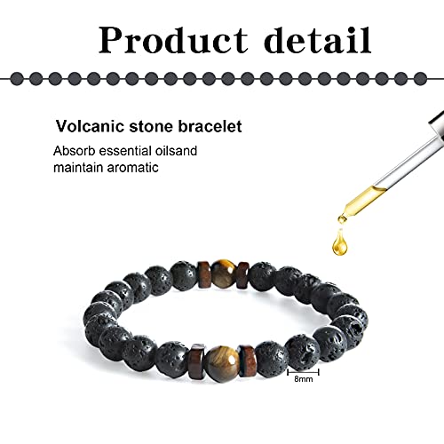 Pulsera Piedra Natural, Weinsamkeit 5 pieces of Chakra Pulsera, pulsera tibetana, 8mm men’s stretch bracelet, a great choice for women and men’s Christmas gifts