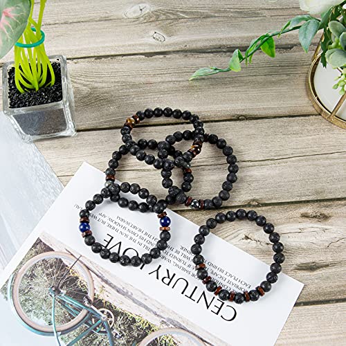 Pulsera Piedra Natural, Weinsamkeit 5 pieces of Chakra Pulsera, pulsera tibetana, 8mm men’s stretch bracelet, a great choice for women and men’s Christmas gifts