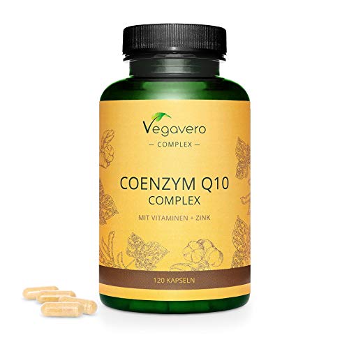 Q10 Coenzima Complex Vegavero® | Ubiquinol Natural 100 mg | Vitamina C & Zinc | Con Acerola + Vitamina E (Tocoferol) | Antioxidante + Antiedad | Sin Aditivos | 120 Cápsulas