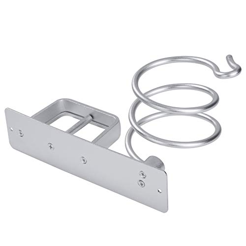 QH-Shop Soporte para Secador de Pelo de Aluminio, Soporte para Secador de Pelo Montado en Pared Metal Estante de Organizador para Baño, Dormitorio, Hotel (Plata)