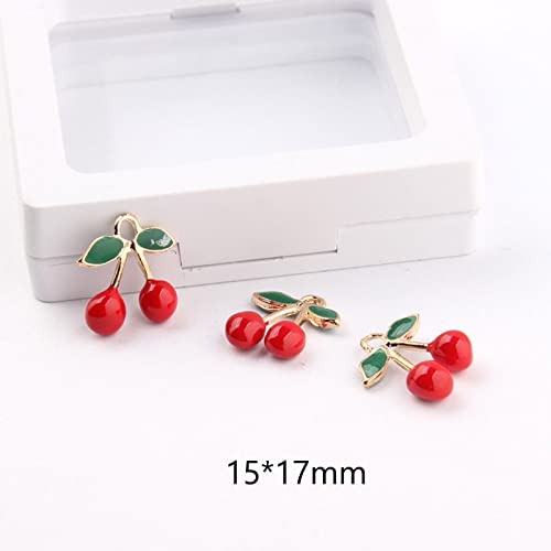 QINGMM 10pcs/Lot 3D Fruit Enamel Charms Cute Gold Tone Cherry Strawberry Pineapple Charms Pendants For  Making Earring Finding-3,q