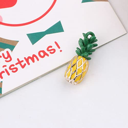 QINGMM 10pcs/Lot 3D Fruit Enamel Charms Cute Gold Tone Cherry Strawberry Pineapple Charms Pendants For  Making Earring Finding-3,q