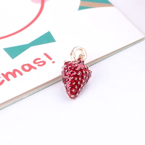 QINGMM 10pcs/Lot 3D Fruit Enamel Charms Cute Gold Tone Cherry Strawberry Pineapple Charms Pendants For  Making Earring Finding-3,q