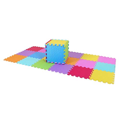 qqpp Alfombra Puzzle para Niños Bebe Infantil - Suelo de Goma EVA Suave. 20 Piezas (30 * 30 * 0.9cm), Naranja,Rosa,Amarillo,Azul,Verde,Rojo,Morado. QQC-BCEGHIKa20N