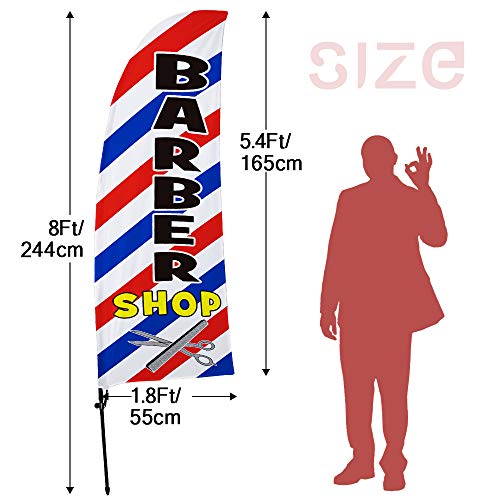 QSUM Barber Swooper Flag Kit | Bandera de Publicidad de Corte de Pelo - Cartelera para Tienda de Barbería, Estandarte de Peluqueria