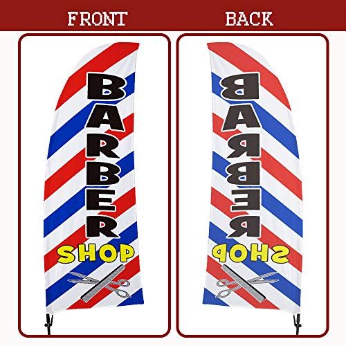 QSUM Barber Swooper Flag Kit | Bandera de Publicidad de Corte de Pelo - Cartelera para Tienda de Barbería, Estandarte de Peluqueria