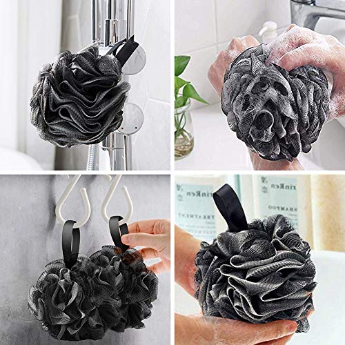 QSXX Malla de Baño Esponja, 2 PCS Negro Super Suave Malla Esponja de Ducha para Mujeres y Hombres para Exfoliar, Limpiar y Calmar la Piel