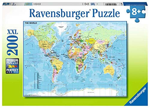 Ravensburger- Puzzle 200pzas Mapamundi países 200 Piezas XXL, Multicolor (6128907)