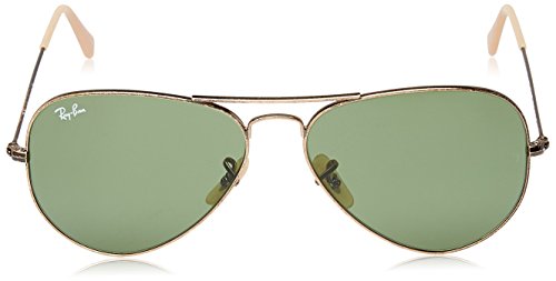 Ray-Ban Aviator Large Metal - Gafas de sol Unisex, Dorado (Green 177/4E Glass), 58 milímetros