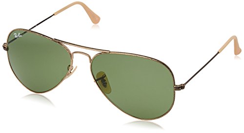 Ray-Ban Aviator Large Metal - Gafas de sol Unisex, Dorado (Green 177/4E Glass), 58 milímetros