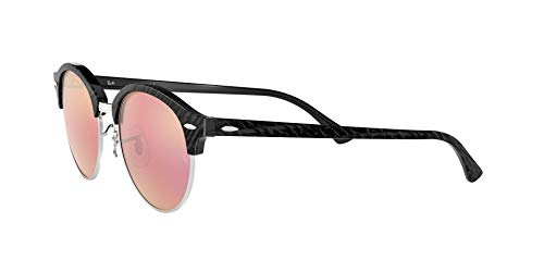 Ray-Ban Clubround Gafas de Sol, Top Wrinkled Black On Black, 51 Unisex-Adulto