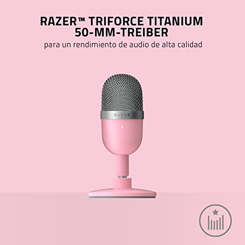 Razer RZ19-03450200-R3M1 - Seiren Mini Micrófono compacto para USB para streaming, compacto con patrón polar supercardioide, soporte inclinable, amortiguador integrado, Quartz / Rosa