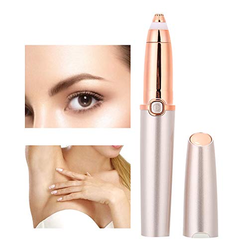 Recortador de Cejas, Recortador de Cejas Eléctrico En Forma de Lápiz Labial, Depiladora de Cejas Recargable, Mini Afeitadora de Cejas Portátil Para Mujer Rose Gold