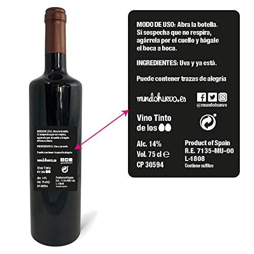 Regalo original. 2 Botellas de vino tinto Mujer jubilada, mujer relajada. 75cl.