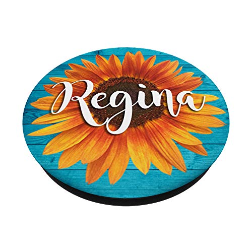 Regina Nombre Sunflower-Aqua Regalo Estético Para Mujeres Niñas PopSockets PopGrip Intercambiable