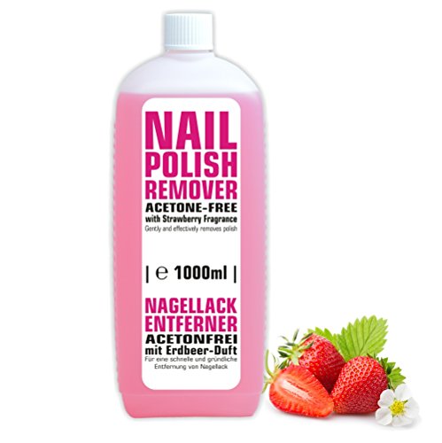 Removedor de esmalte de uñas de 1 litro SIN ACETONA con fragancia de fresa - NAIL POLISH REMOVER