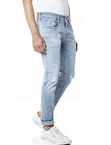 Replay Anbass Aged, Jeans para Hombre, Azul (010 Light Blue), 33W / 32L