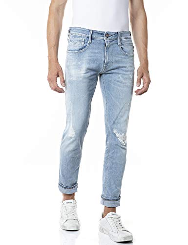 Replay Anbass Aged, Jeans para Hombre, Azul (010 Light Blue), 33W / 32L