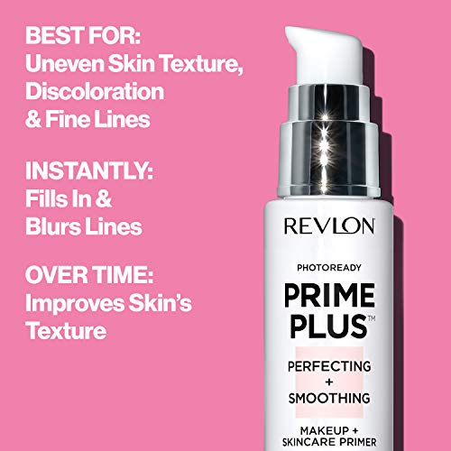 Revlon Primer Plus Maquillaje y Cuidado de la Piel, Hidratante y Suavizante con Vitamina B5 y Ácido Hialurónico, EWG Verificado, 30 ml