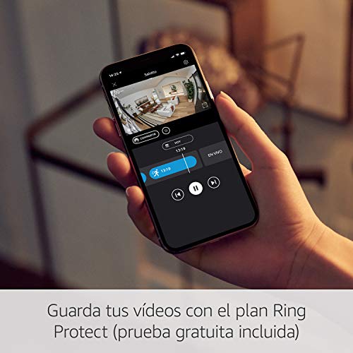 Ring Indoor Cam, cámara de seguridad compacta, con alimentación por cable, HD, comunicación bidireccional, compatible con Alexa | Incluye 30 días gratis del plan Ring Protect | Negro