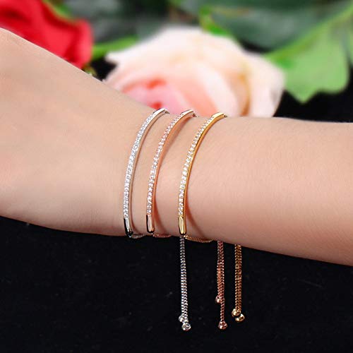 RIsxffp Pulseras Mujer,Mujer Soltero Fila de circonio cúbico Pulsera Deslizante Brazalete día de San Valentín Joyas Silver