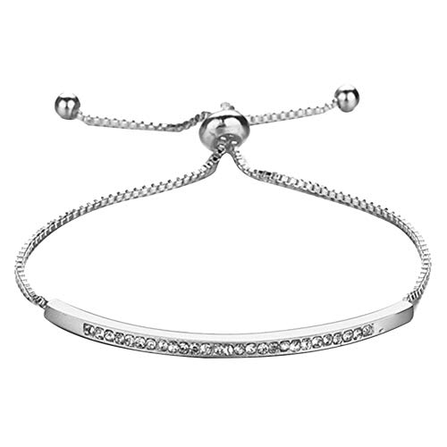 RIsxffp Pulseras Mujer,Mujer Soltero Fila de circonio cúbico Pulsera Deslizante Brazalete día de San Valentín Joyas Silver