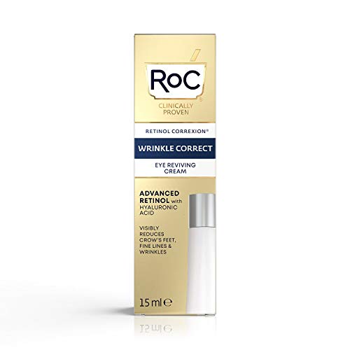 RoC - Retinol Correxion Wrinkle Correct Crema Contorno de Ojos - Antiarrugas y Antiedad - Con Retinol y Ácido Hialurónico - Sin Fragancia - 15 ml