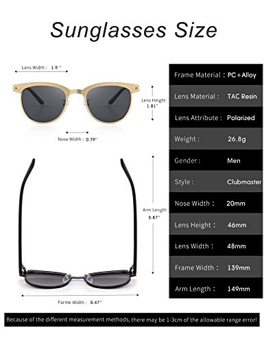 Rocf Rossini Gafas de sol clásicas polarizadas vintage para hombres/mujeres UV400 (Dorado)