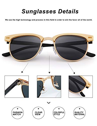 Rocf Rossini Gafas de sol clásicas polarizadas vintage para hombres/mujeres UV400 (Dorado)