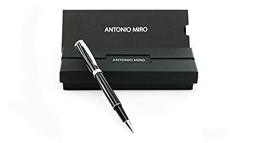 Roller de capucha Antonio Miró, elegante diseño bicolor y suave cuerpo metálico color negro (tinta azul) Presentación Estuche, ideal para regalo (Roller Tar)