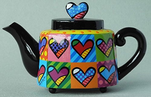 ROMERO BRITTO - Mini Escultura Tetera Corazones 7cm - Pop Art from Miami #334194