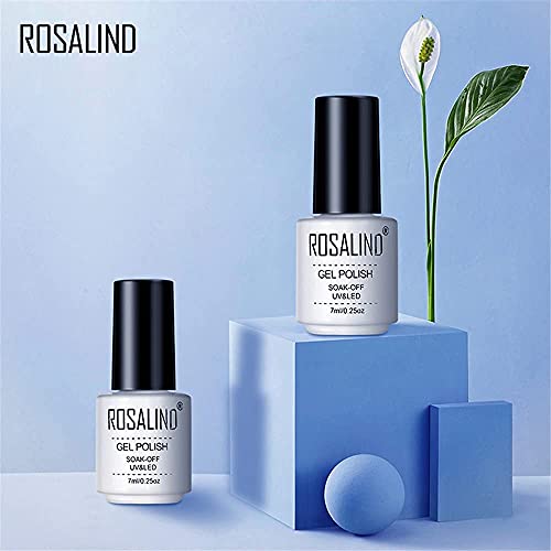 ROSALIND 20 Colores Esmalte Permanentes, Nude Negro Blanco Rojo Rosa Marrón Verde Morado Dorado Brillo Plat Colore 7ml UV Pintauñas Permanente Para Uñas, Gel de Uñas Semipermanente Kit Manicura 24PCS