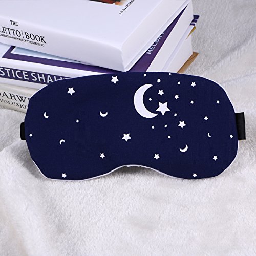 ROSENICE Sleep Mask Cotton and Linen Eye Sleeping Mask Blinder Patch Adjustable Strap Eyeshade with Cold/Hot Gel for Stress Relief Eliminate Puffy Eye Headache(Starry Sky)