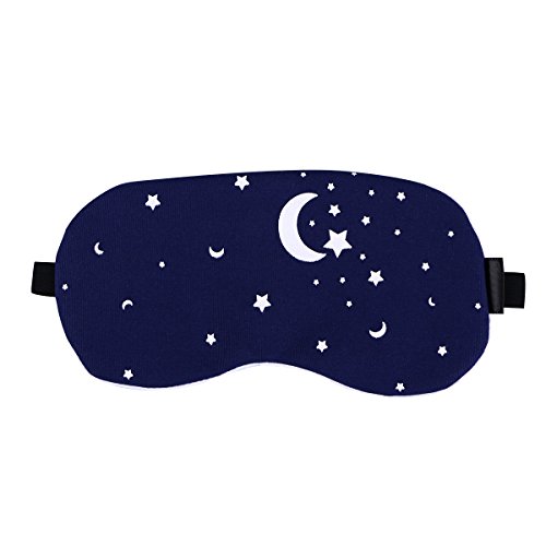 ROSENICE Sleep Mask Cotton and Linen Eye Sleeping Mask Blinder Patch Adjustable Strap Eyeshade with Cold/Hot Gel for Stress Relief Eliminate Puffy Eye Headache(Starry Sky)