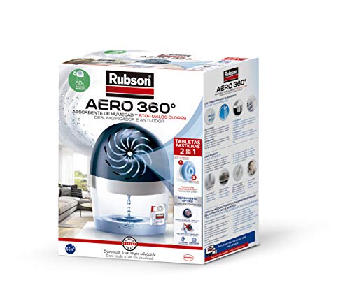 Rubson Aero 360 450 G deshumificador que limpia el aire, el olor y evita el moho & Aero 360º Baños Deshumidificador para el Baño, color blanco