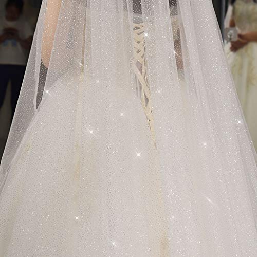 ruiruiNIE Velo de Novia 1 Pieza Mujeres Malla Ultra Larga Trailing Velo de Novia Catedral Romántica Shimmer Luxury Bridal Accesorios Champagne