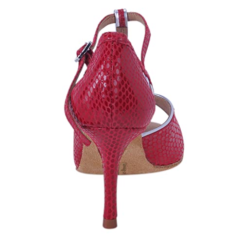 Rummos Mujeres Zapatos de Baile Valentina 178-009 - Material: Cuero - Color: Rojo/Plateado - Anchura: Normal - Tacón: 80E Stiletto - Talla: EUR 37