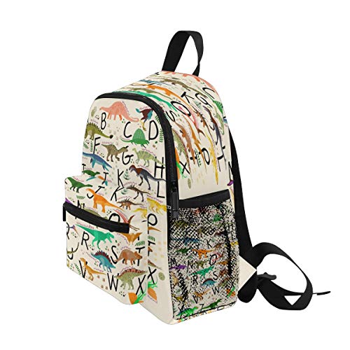 RXYY - Mochilas para niños con diseño de dinosaurios tropicales y letras del alfabeto, para viajes, mochila escolar, con correa para el pecho, para niñas y niños