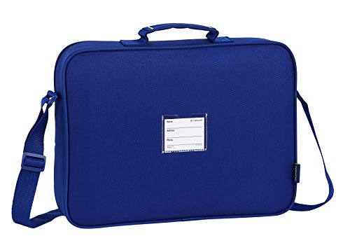 Safta 612025385 Bolso Maletín Cartera extraescolares niño FC Barcelona, Azul (Multicolor)